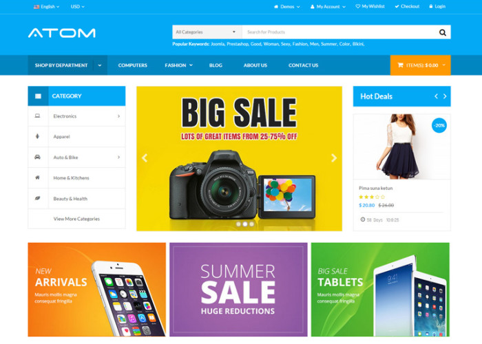 Atom – Premium Responsive Multipurpose Prestashop Theme