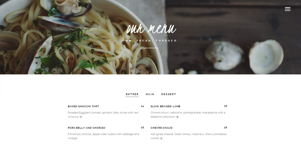 Food menu