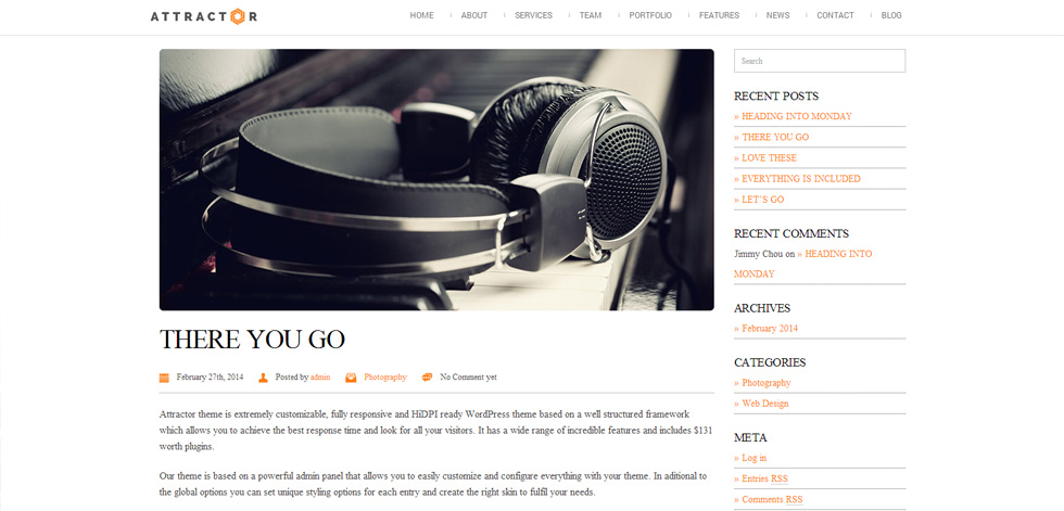 Blog post page