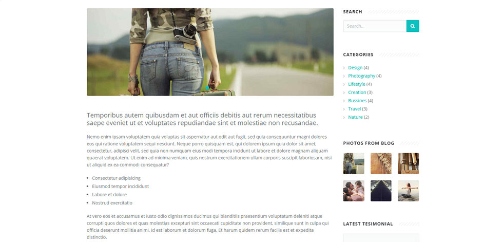 Blog post page