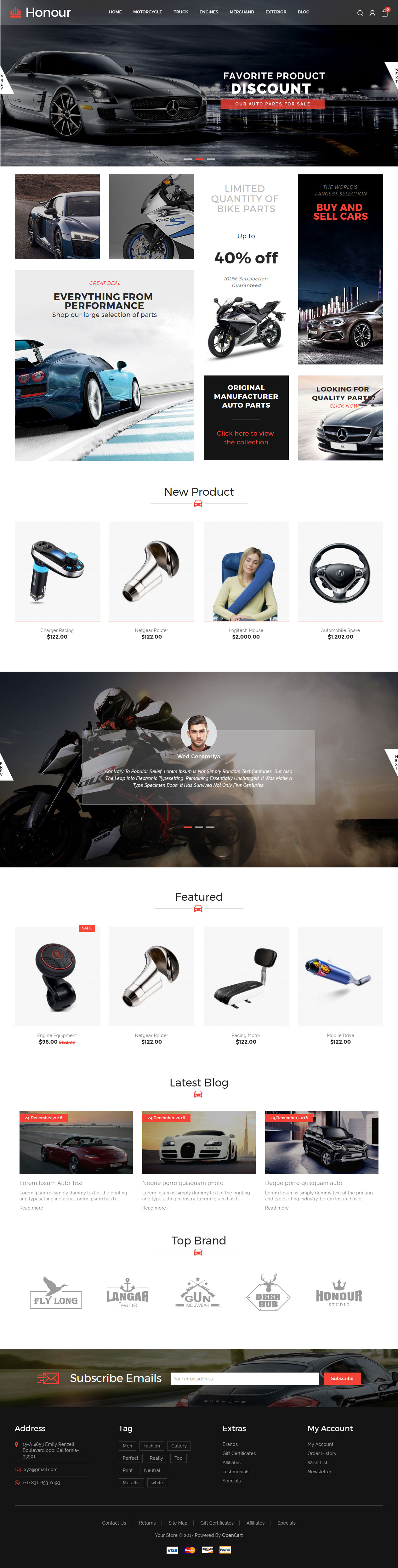 Honour Auto Store Opencart Template