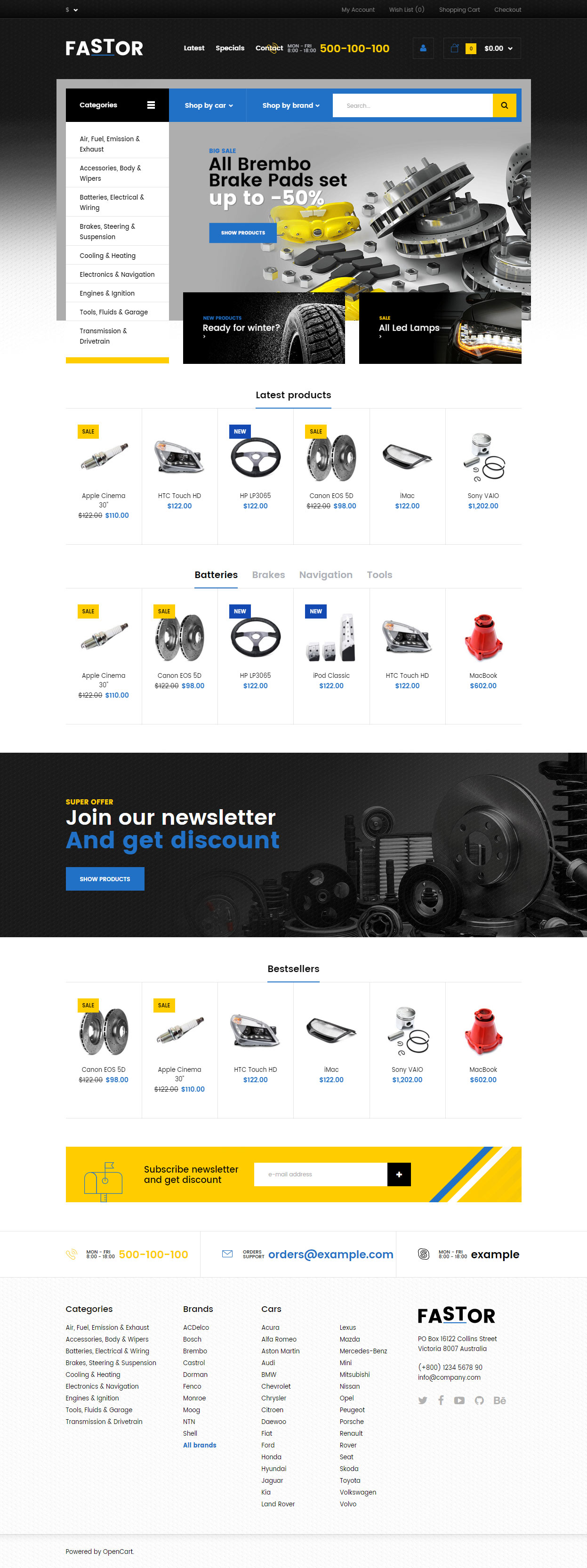 Fastor Auto Store Opencart Template