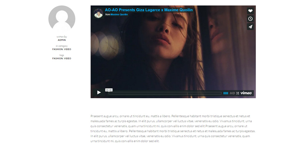 Blog post page