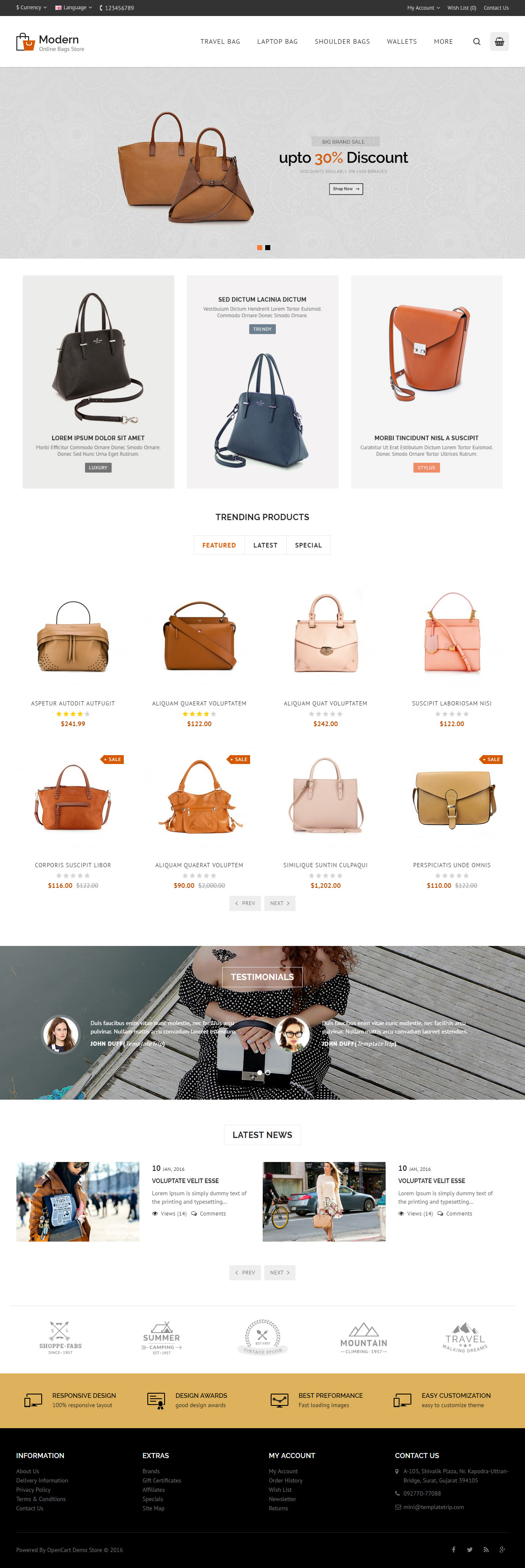 Modern Opencart Bags Theme
