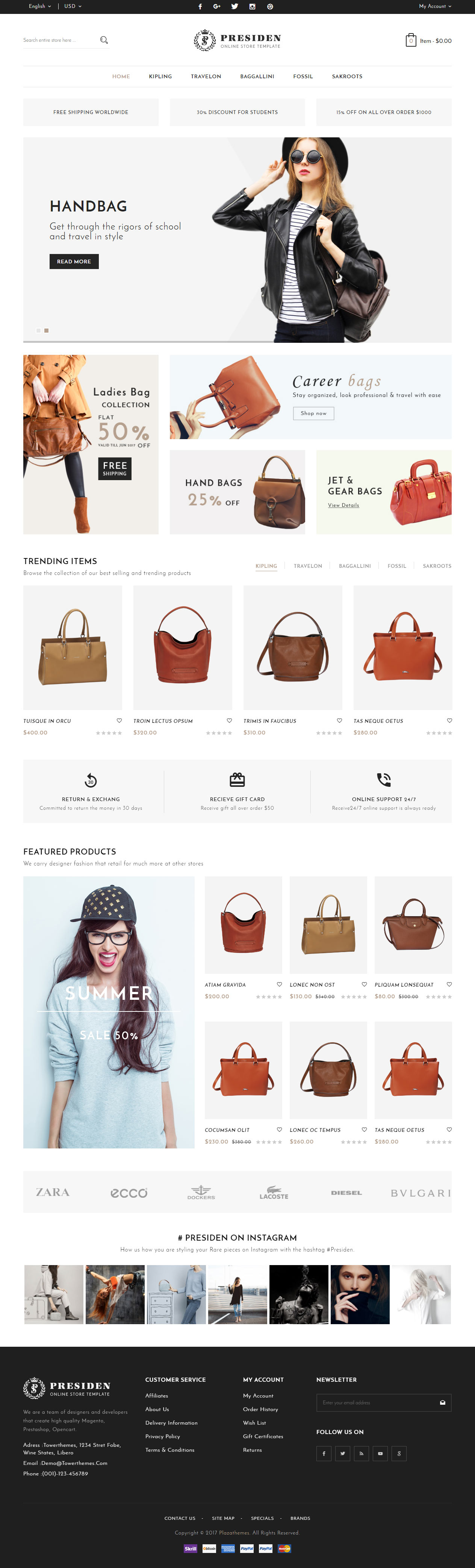 Presiden Opencart Bags Theme