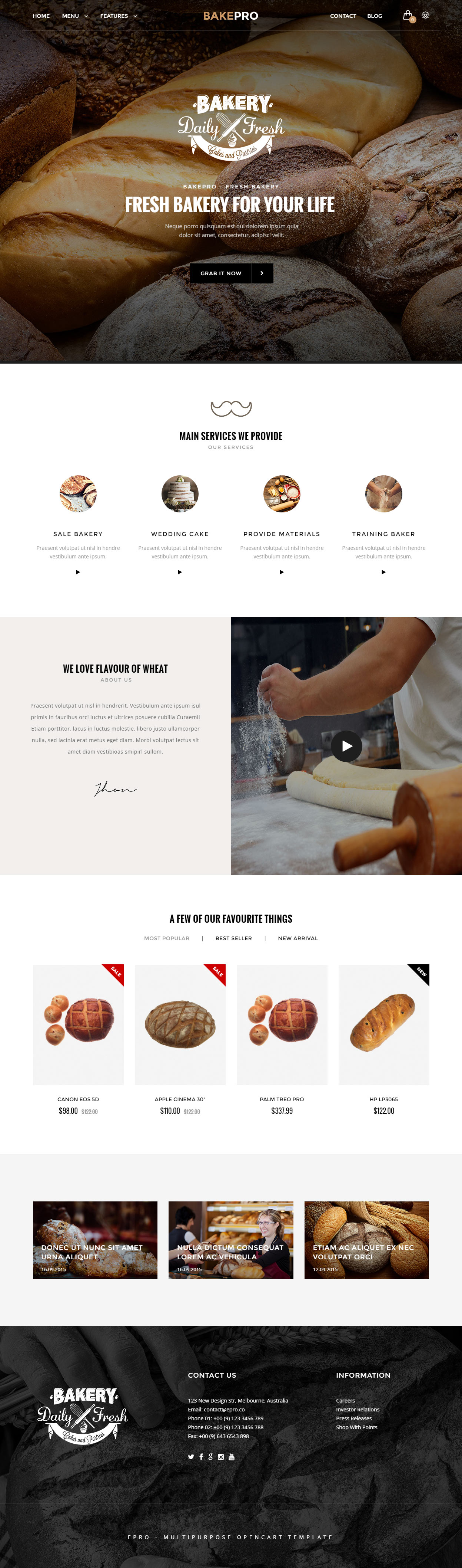ePro Opencart Bakery Template