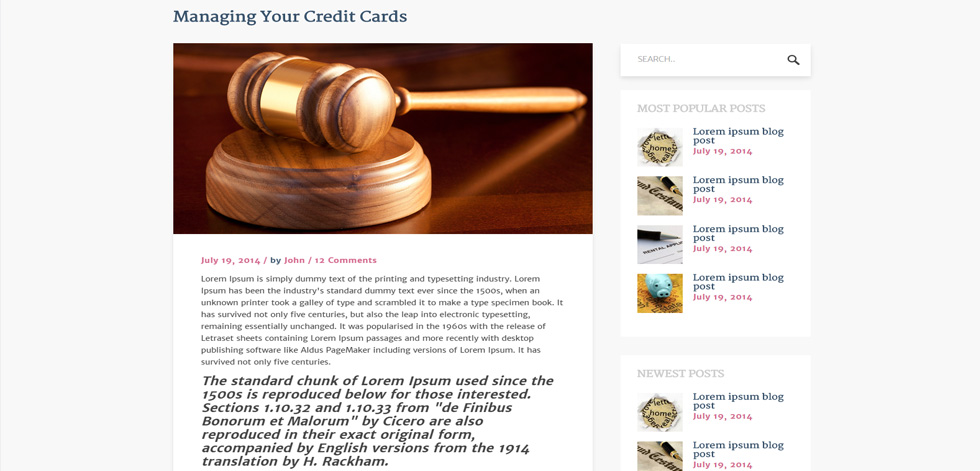Blog post page