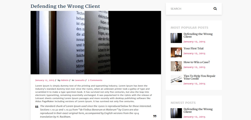 Blog post page