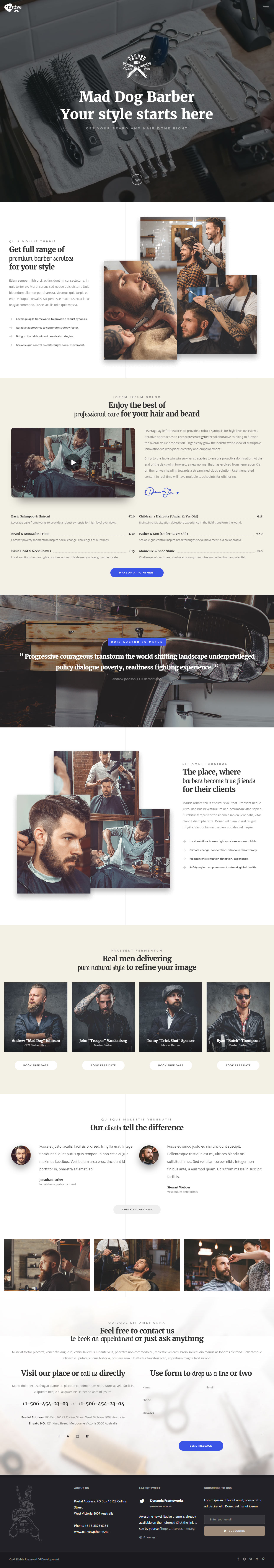 Native WordPress Barbershop Theme