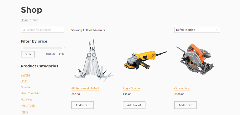 Shop page