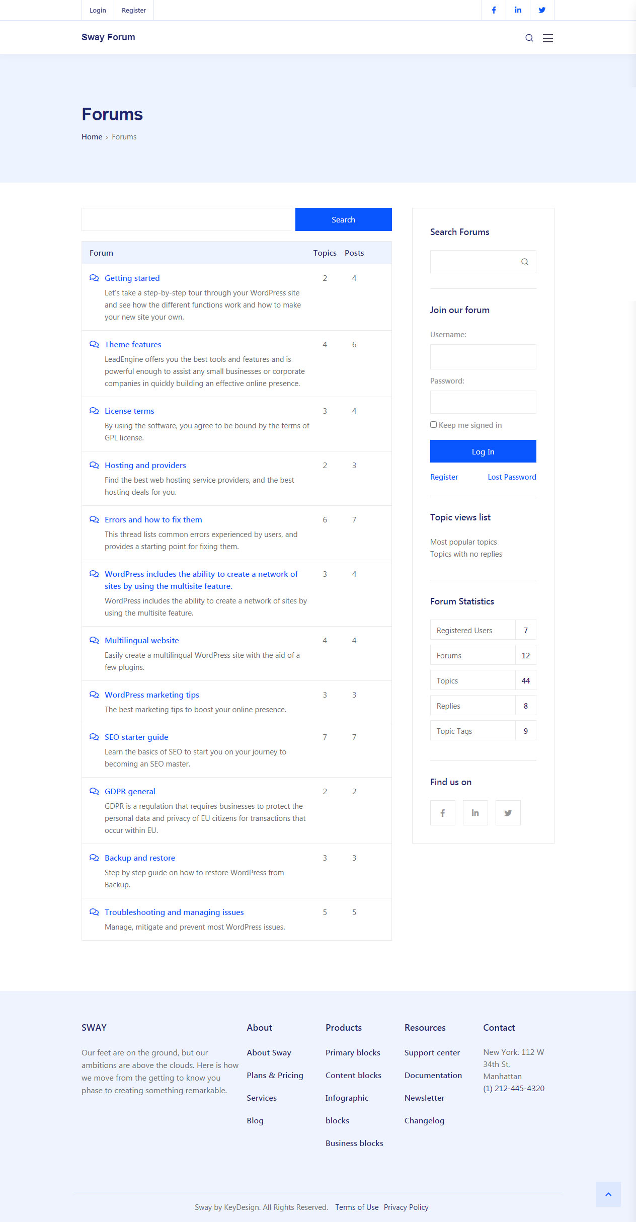 Sway WordPress bbPress Forum Template