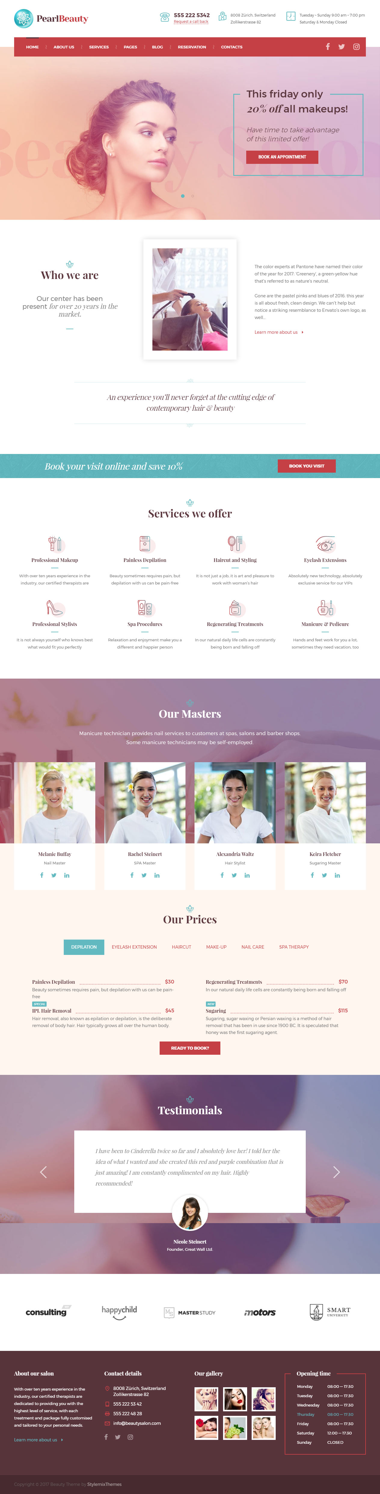 Pearl WordPress Spa and Beauty Salon Theme