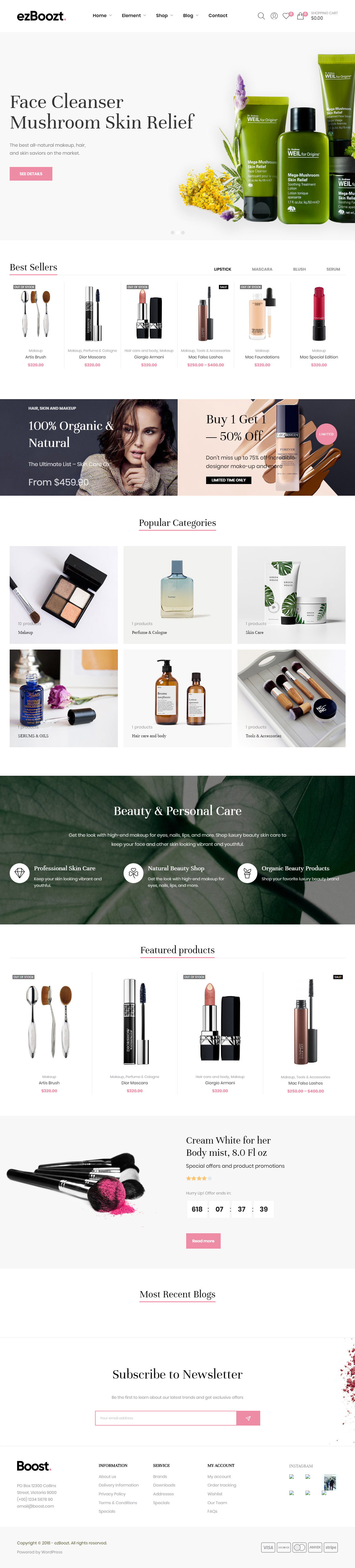 ezBoozt WordPress Spa and Beauty Salon Theme