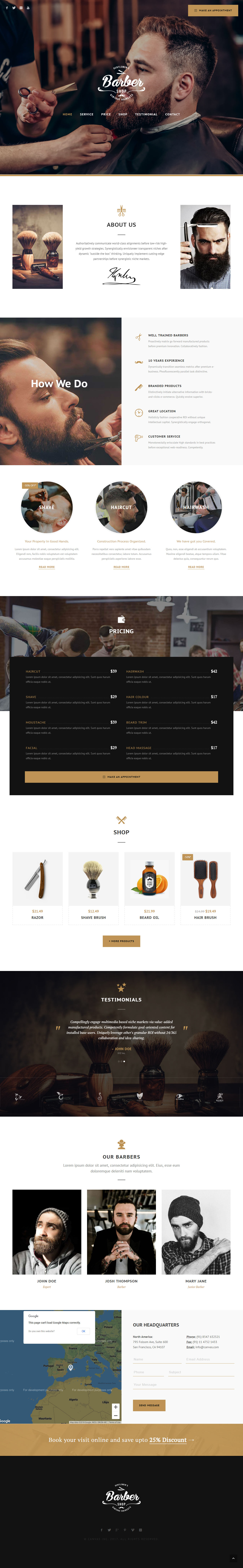 Canvas Barber HTML Template