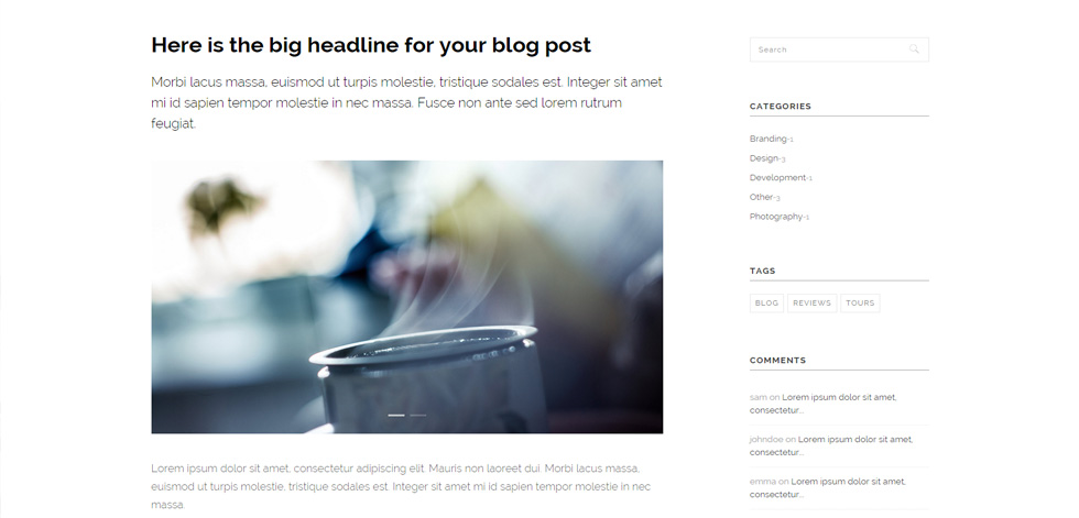 Blog post page