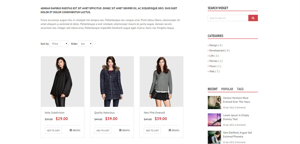 Shop page