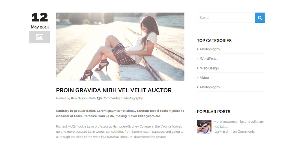 Blog post page