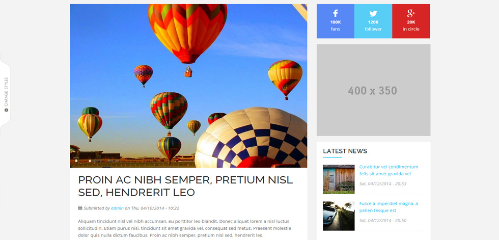 Blog post page
