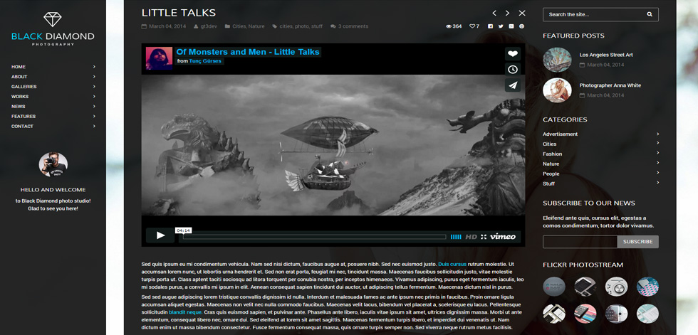 Blog post page