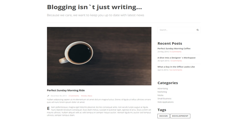 Blog post page