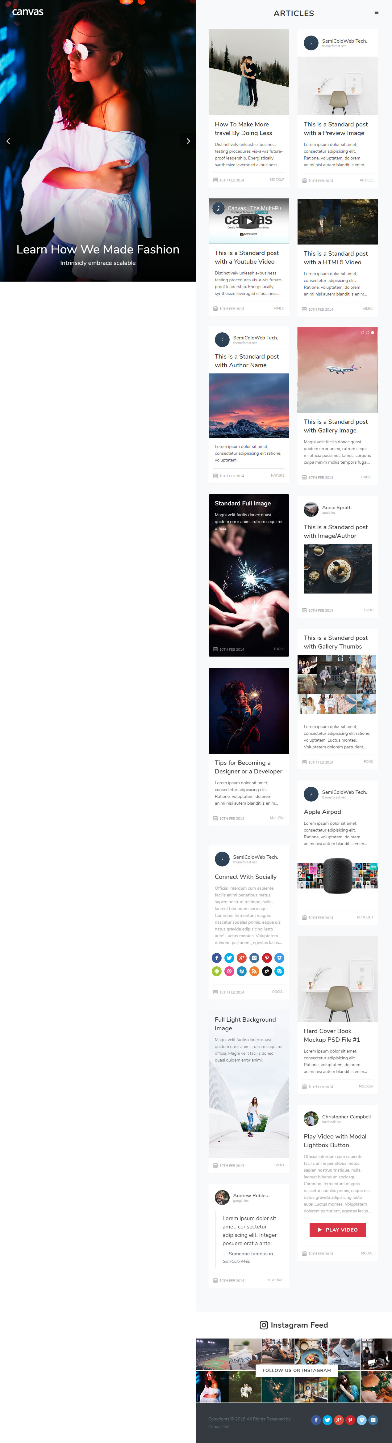 Canvas HTML Blog Templates