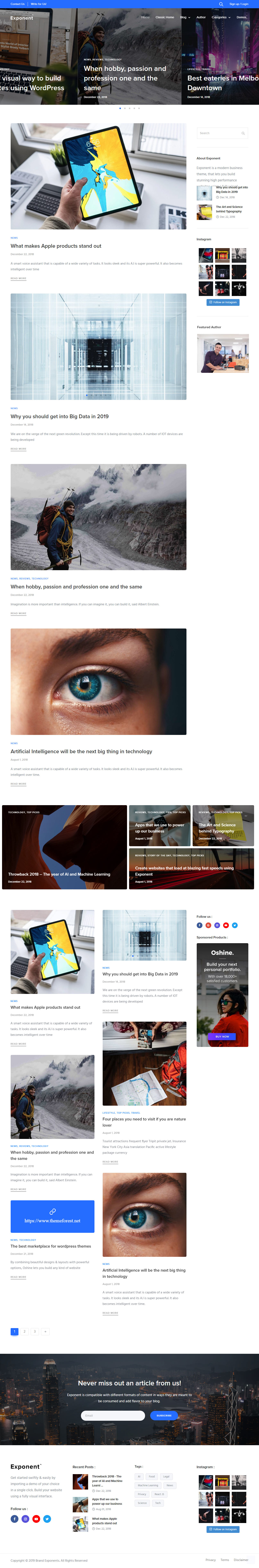Exponent Best Blog WordPress Themes