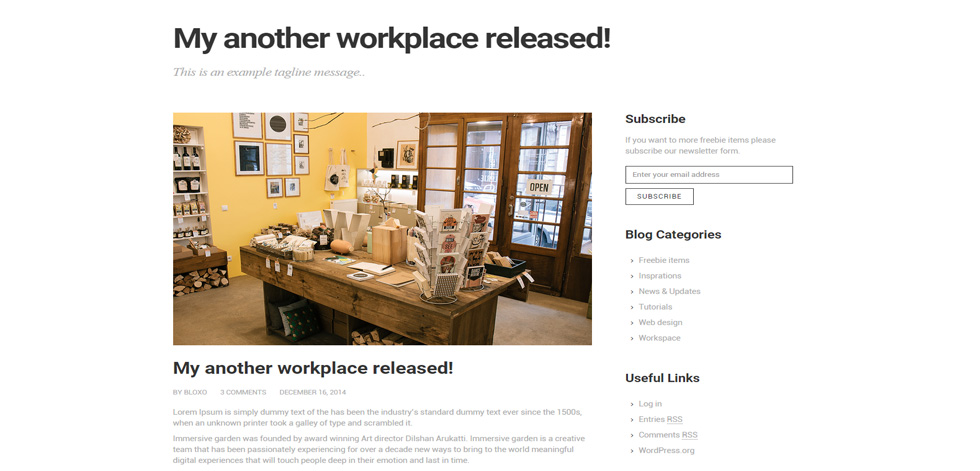 Blog post page