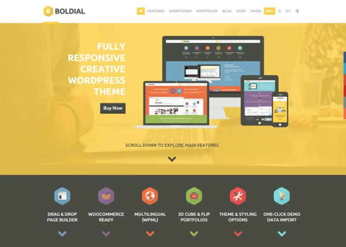 Boldial – Premium Responsive Flat Creative WordPress Theme with 3D Portfolio