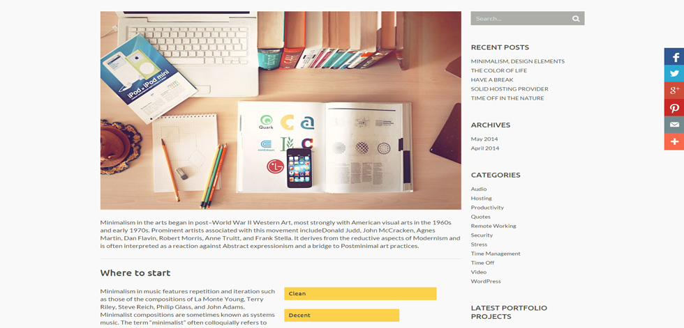 Blog post page