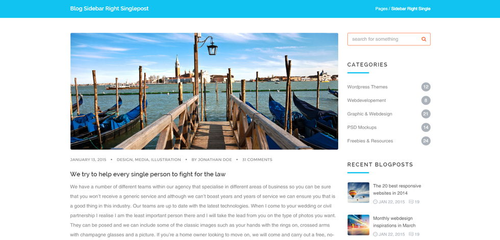 Blog post page