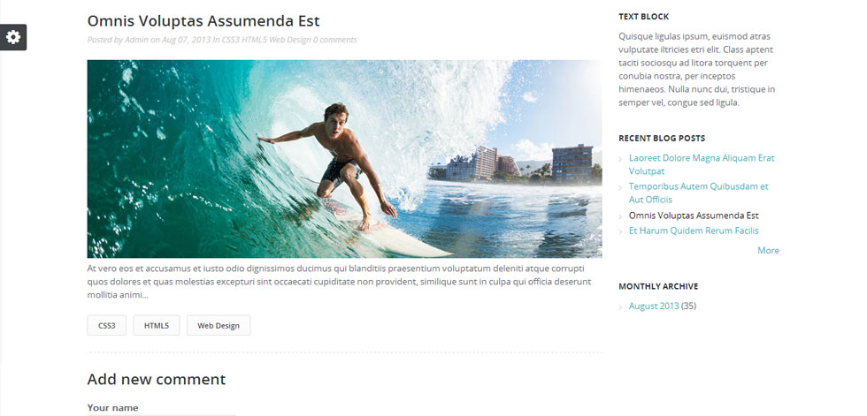 Blog post page