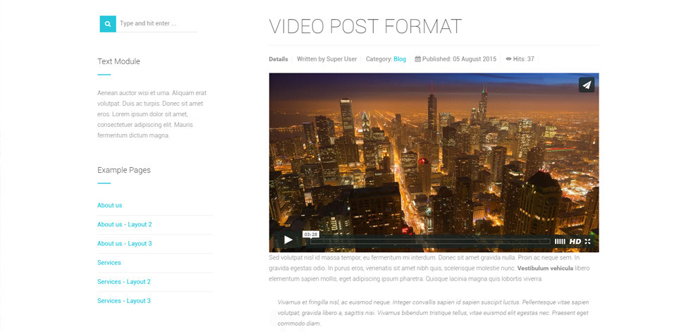 Blog post page