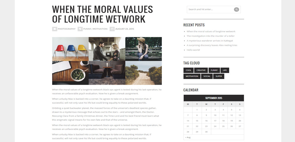 Blog post page
