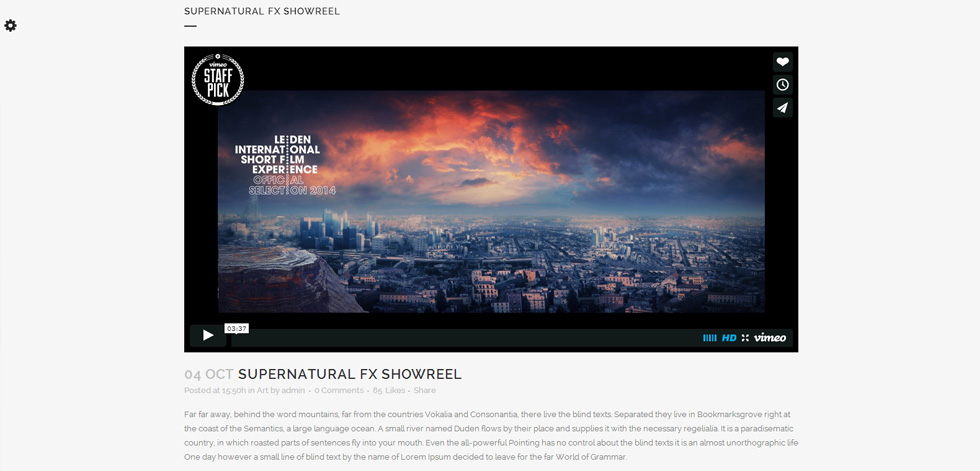 Blog post page