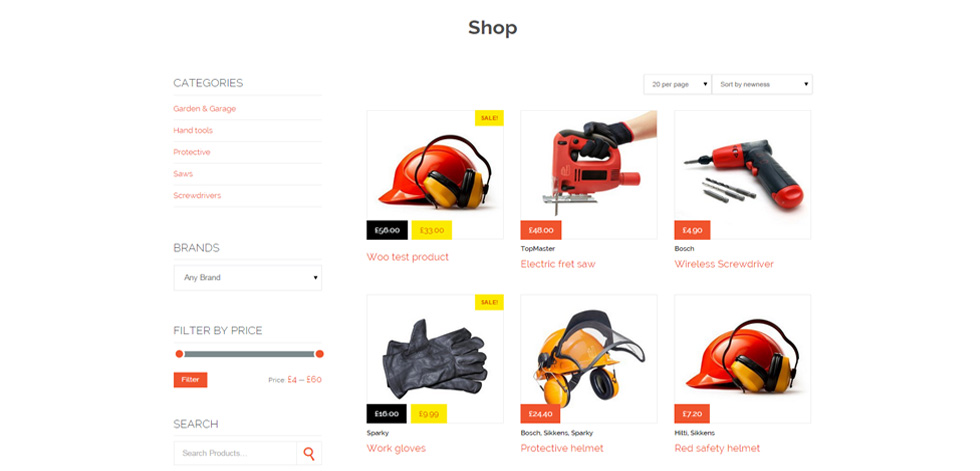 Shop page