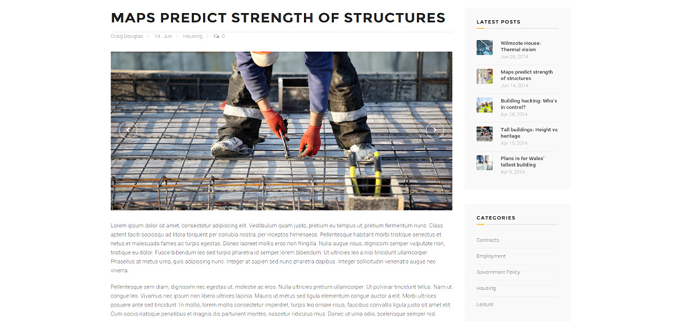 Blog post page