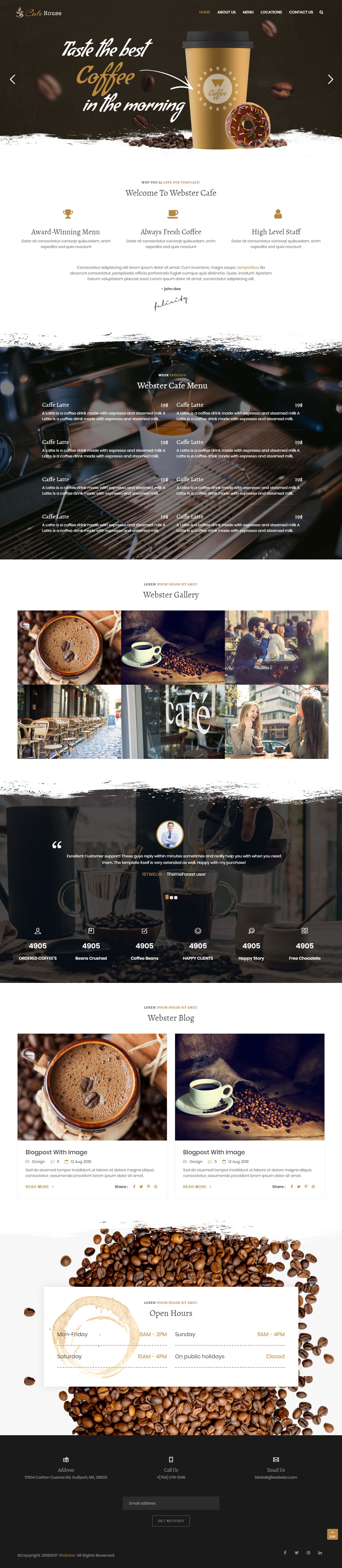 Webster Cafe and Restaurant Website Templates
