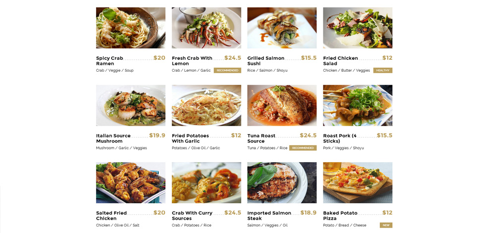Food menu