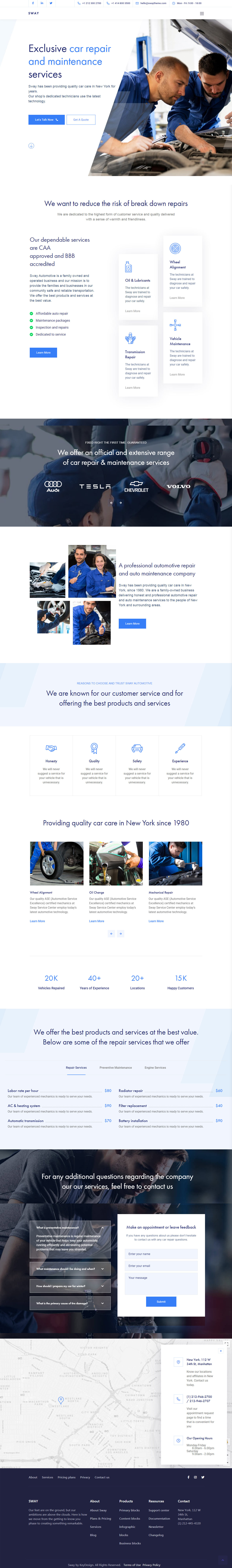 Sway Car Repair WordPress Theme