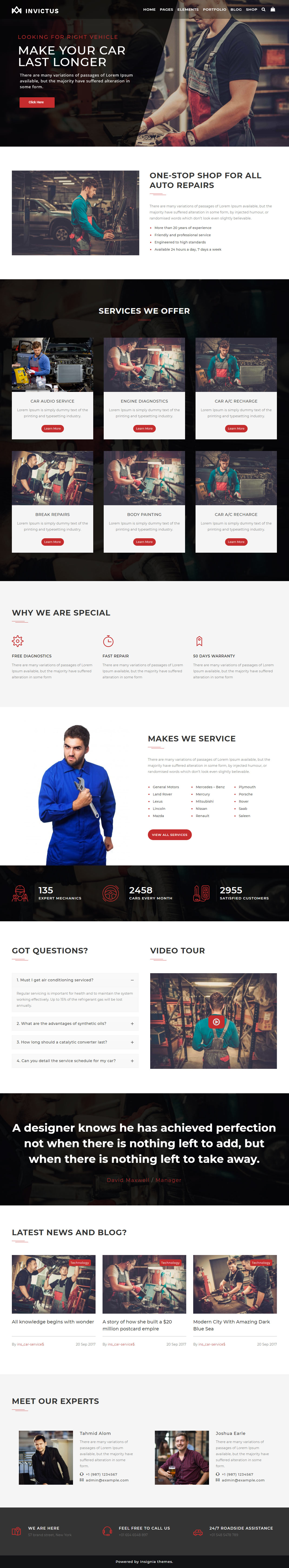 Invictus Car Repair WordPress Theme
