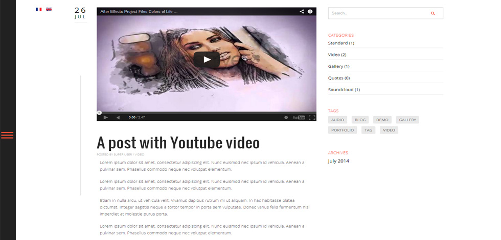 Blog post page