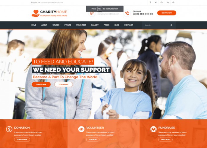 Charity Home – Premium Responsive HTML5 Template for Charity & Fund Raising