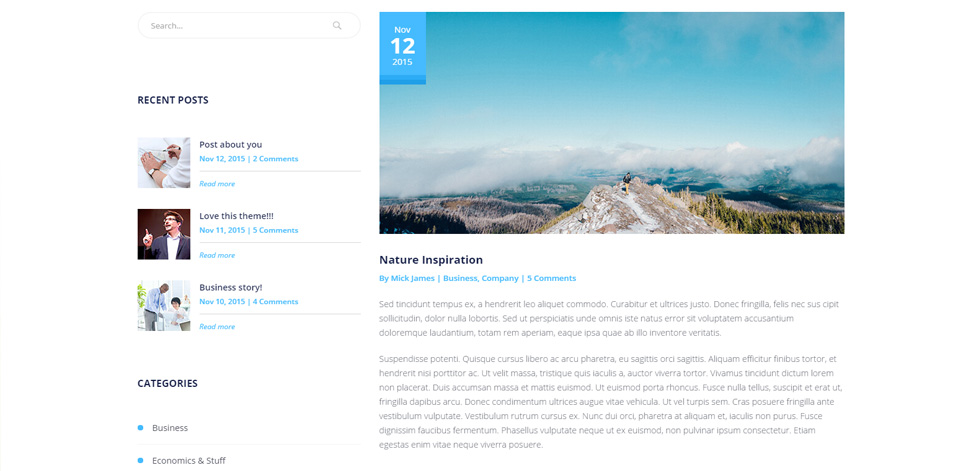 Blog post page