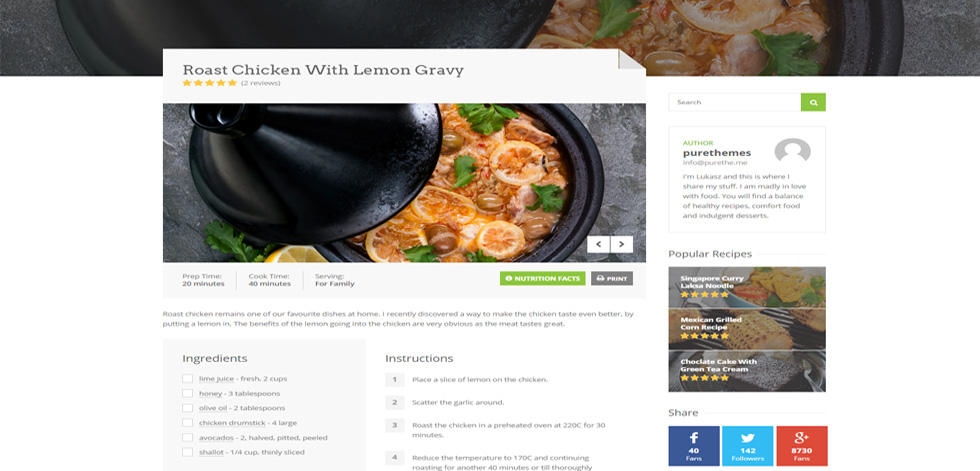 Recipe page
