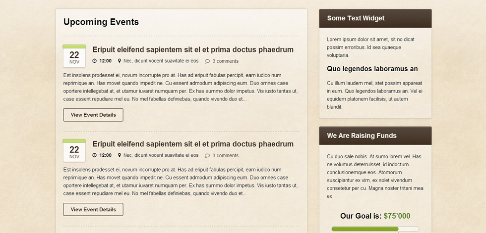 Custom Events Page