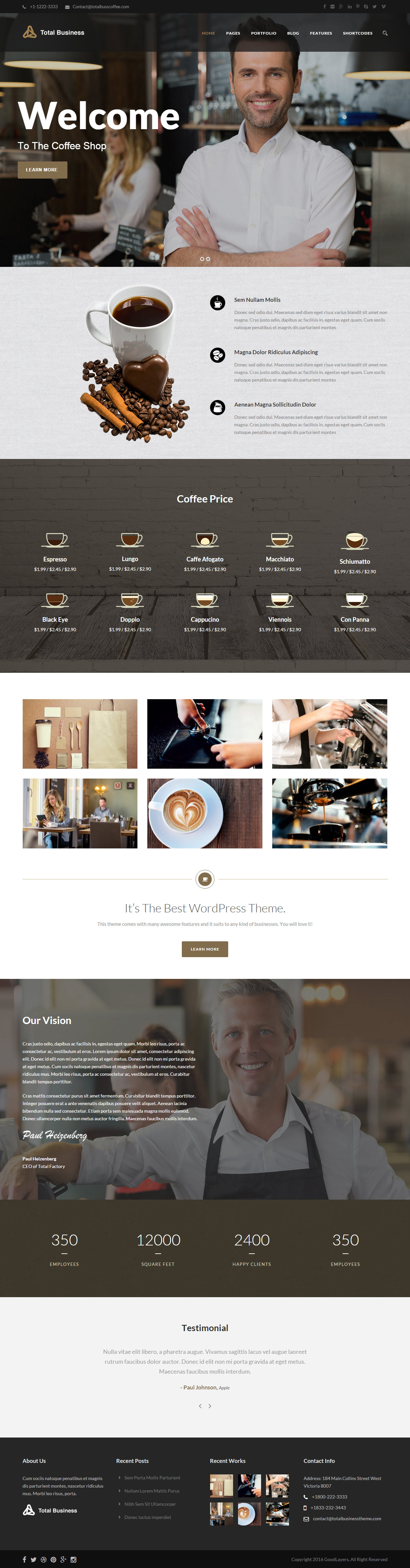 Total Business WordPress Coffee Shop Theme