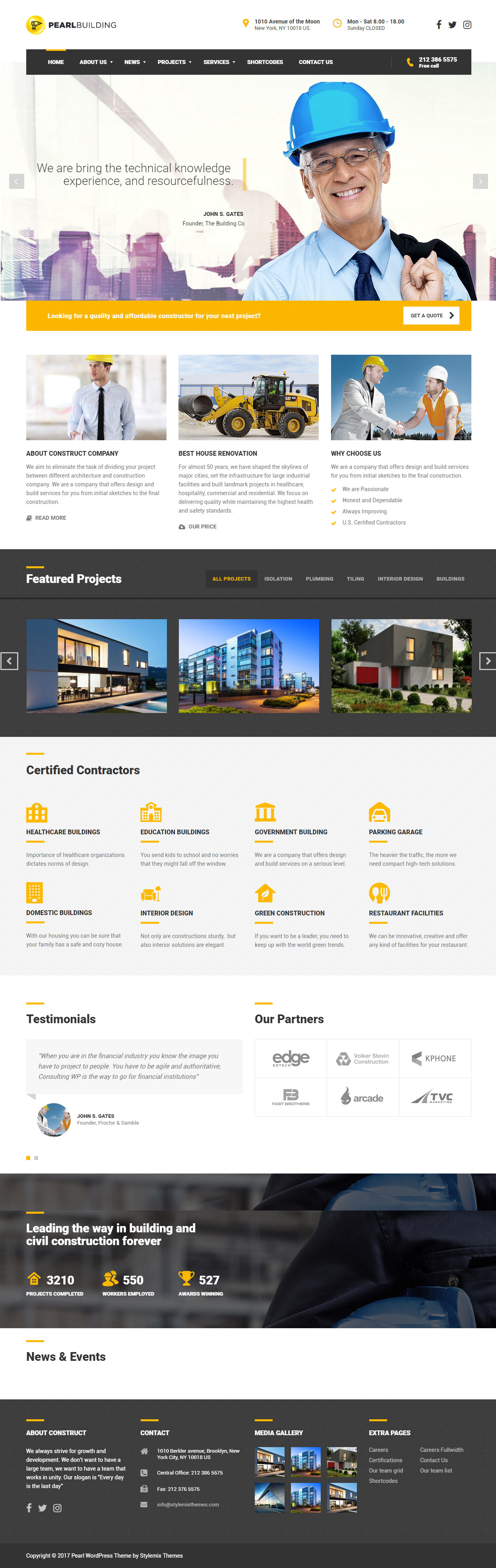 Pearl Construction Company WordPress Themes