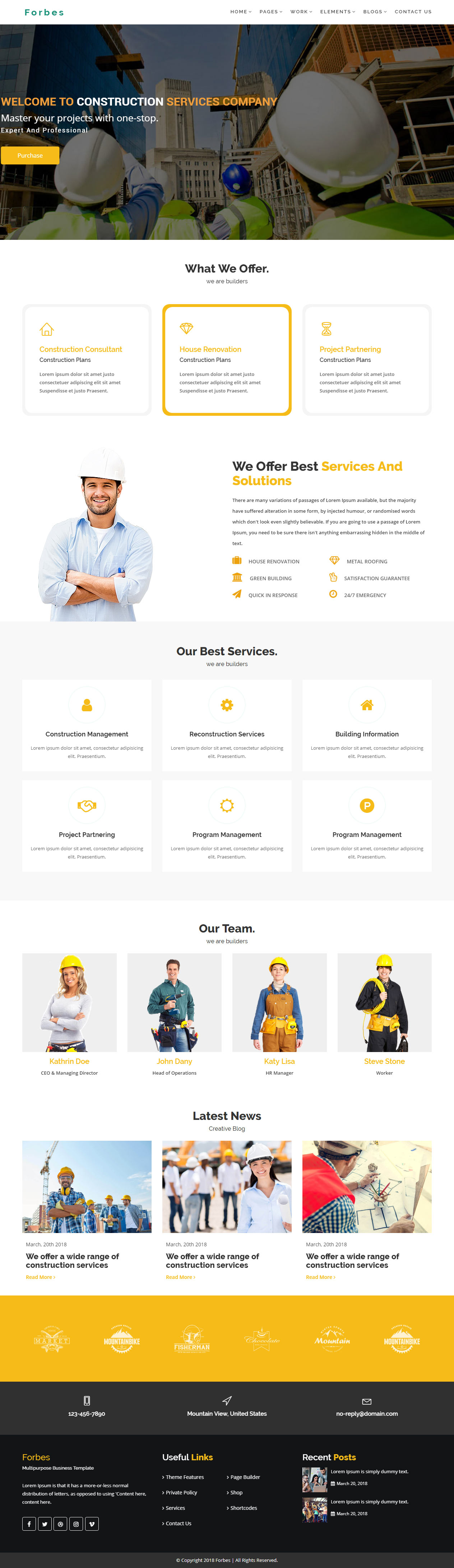 Forbes Construction Company HTML5 Templates