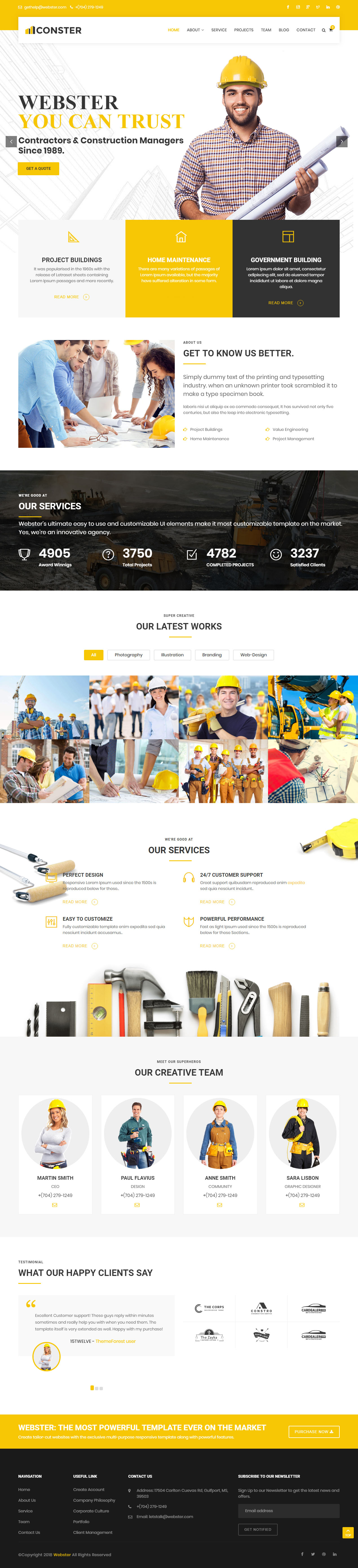 Webster Construction Company HTML5 Templates