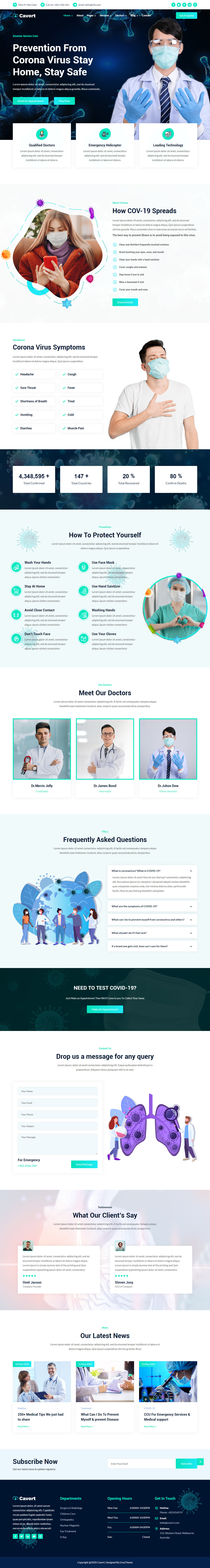 Cavort Corona Virus (covid-19) Medical Prevention Website Templates